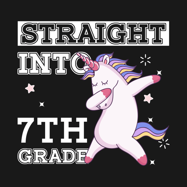 Straight Outta 7th Grade Unicorn Back To School Gift by kateeleone97023