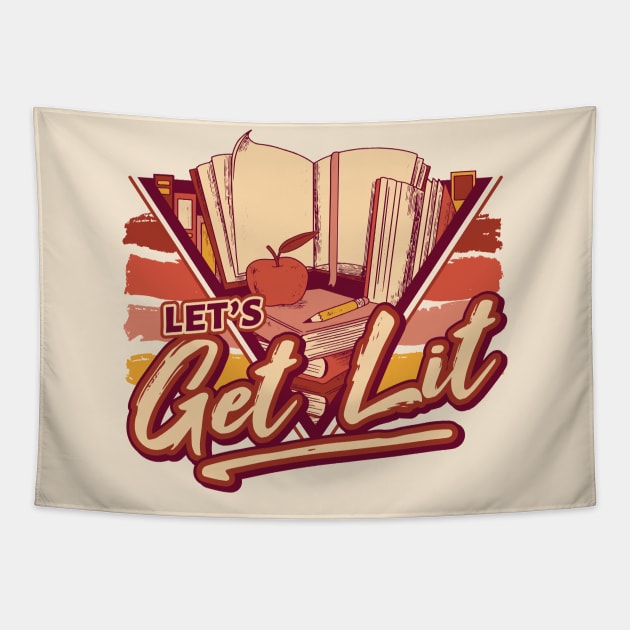 Retro Let's Get Lit // 90s Style Book Lover Literature Tapestry by SLAG_Creative