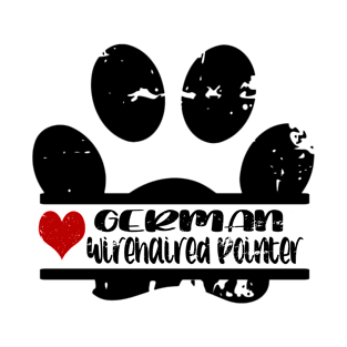 German Wirehaired Pointer dog paw print T-Shirt