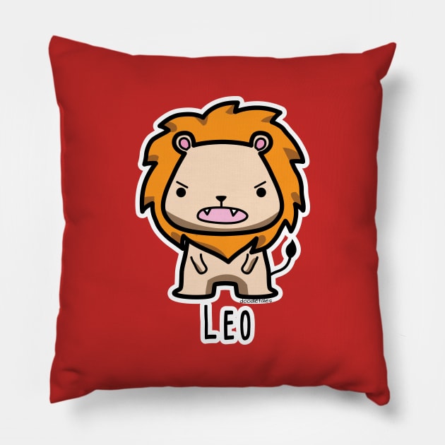 Leo zodiac teddy bear Pillow by doodletales