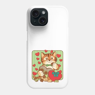 Valentine Cat Heart Chocolate Phone Case