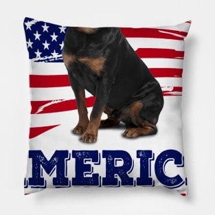 Rottweiler Flag USA - America 4th Of July Independence Day Pillow