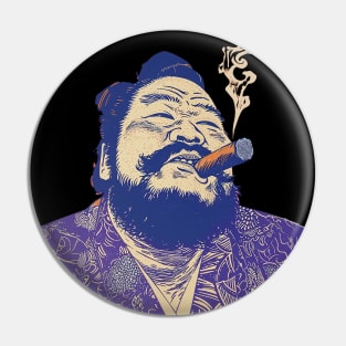 Puff Sumo: Smoking a Fat Robusto Cigar on a dark (Knocked Out) background Pin