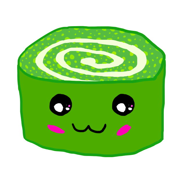 Cute matcha cake roll design by leiriin