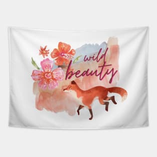 Wild Beauty Watercolour Fox and Flowers Tapestry