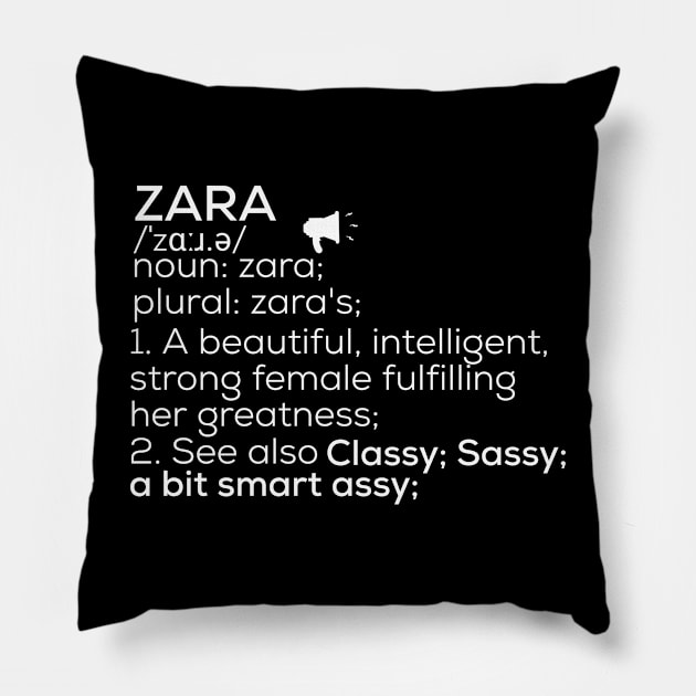 Zara Name Zara Definition Zara Female Name Zara Meaning Pillow by TeeLogic