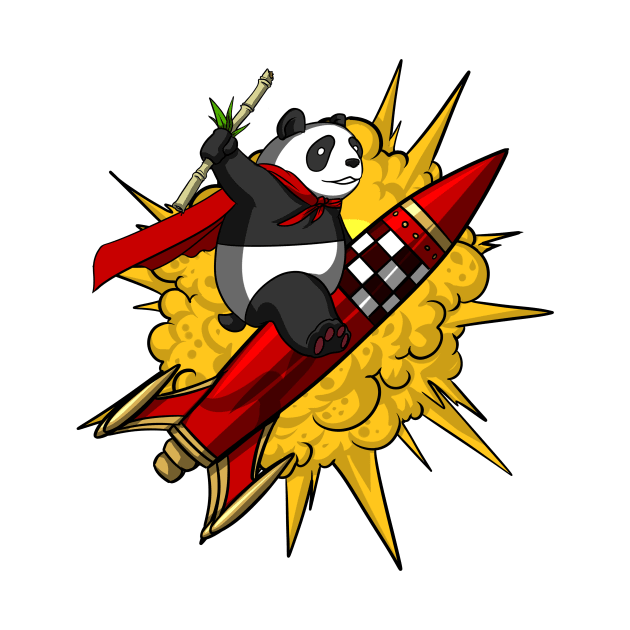 Panda Bear Riding Rocket by underheaven