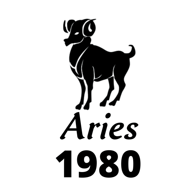 Black Aries Zodiac 1980 by Down Home Tees