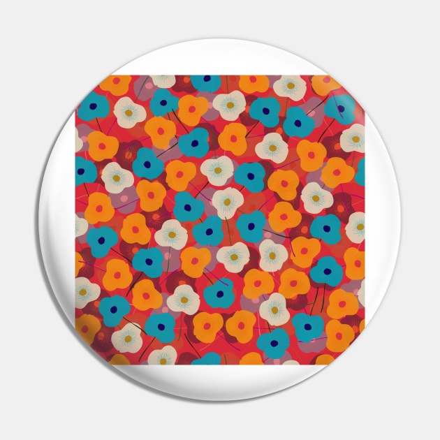 Red Poppy Floral Pattern Pin by FloralPatterns