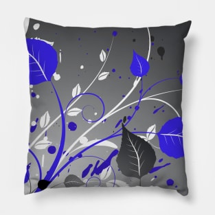 Blue White Grey Floral Art Pillow