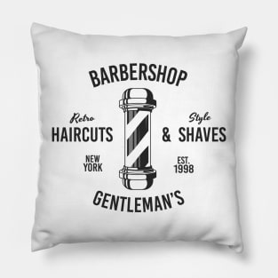 Barbershop print with barber pole. Monochrome retro design. Pillow