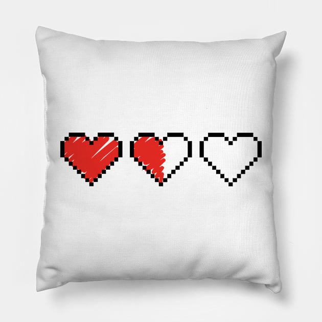 Pixel Heart Life Status Bar Pillow by Disocodesigns