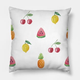 White watercolor fruit pattern Pillow