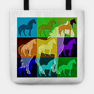 Horse collage colorful Tote