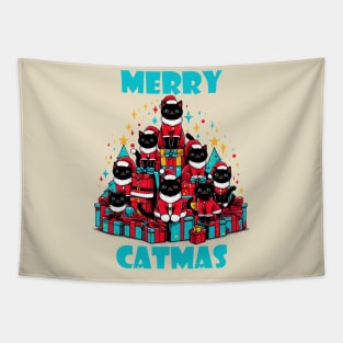 Black Cat Christmas Christmas Cat 2024 Tapestry