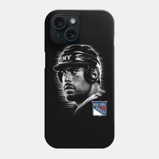A player's face in a shot for the New York Rangers Phone Case