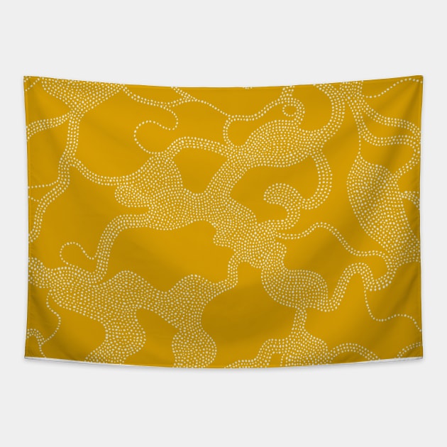 Abstract, Boho Dots In Mustard Tapestry by matise