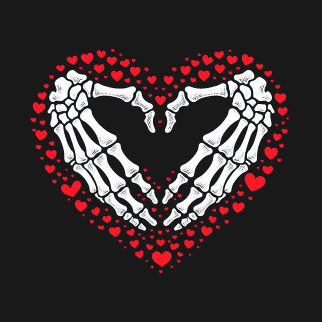 Skeleton Hand Heart Valentines Day Funny Bones Love Couple by jadolomadolo