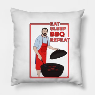 Eat Sleep BBQ Repeat Pillow