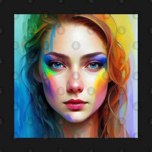 Rainbow girl, Colorful portrait, Rainbow colors, Vibrant personality by designgoodstore_2