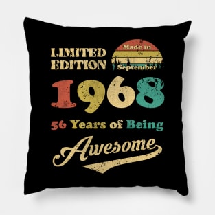 Made In September 1968 56 Years Of Being Awesome Vintage 56th Birthday Pillow