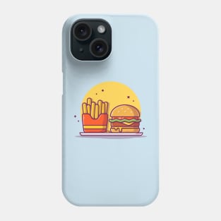 Burger With French Fries Cartoon Vector Icon Illustration Phone Case