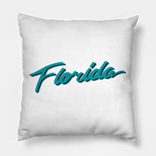 Florida Vice Teal Black Silver Pillow