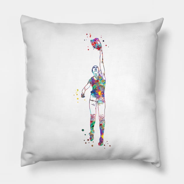 Baseball Pitcher Girl Pillow by RosaliArt