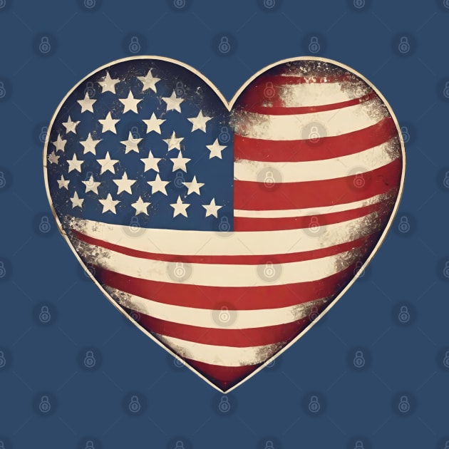 Vintage USA Flag Heart Shaped by SOS@ddicted