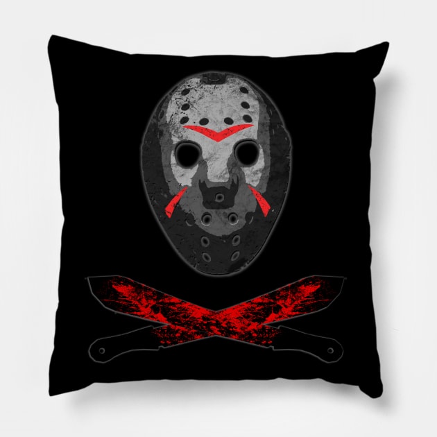 Horror Movie Mask and Machete Pillow by Scar