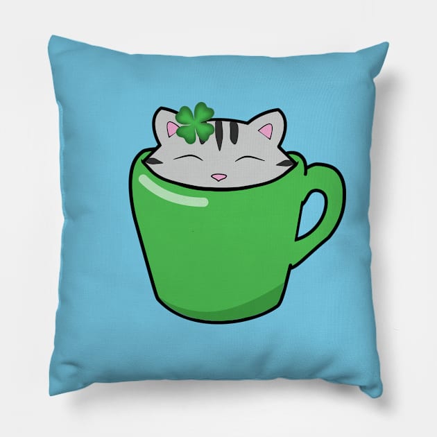 St Patrick's day cat Pillow by Purrfect