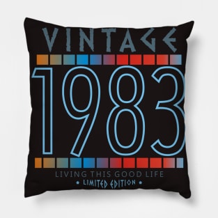 37th Birthday T-Shirt - Vintage 1983 Pillow