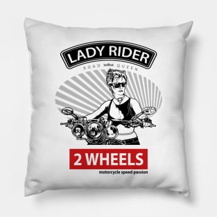 Lady Rider Road Queen, T-shirt for Biker, MotorCycle Rider Tee, Biker Gift Pillow