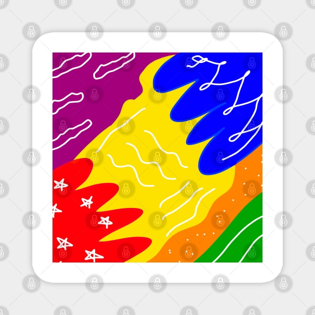 yellow colorful rainbow abstract pattern design Magnet by Artistic_st