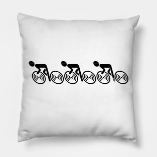 3 Racing Cyclists (Road Bike / Cycle Team / L<–R / Black) Pillow