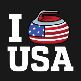 USA curler Broom Winter ice Sports American Flag Curling T-Shirt