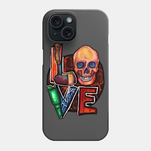 LOVE Skull Bottle Spiderweb Blood Hatchet Painting Phone Case