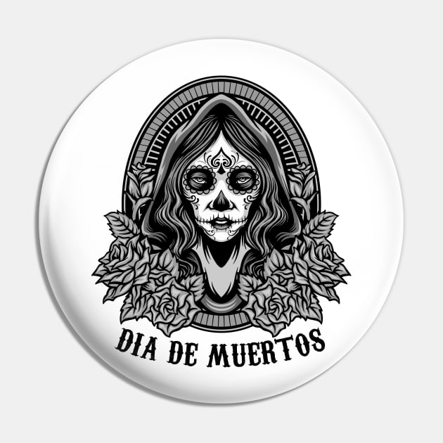 Dia de muertos - Catrina - Black and white design Pin by verde