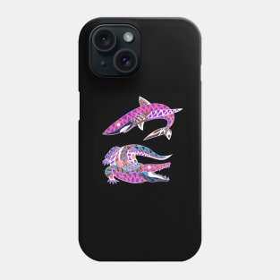 shark and alligator ecopop art tiburon and cocodrilo Phone Case