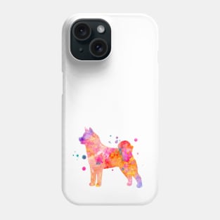 Akita Inu Dog Watercolor Painting - Orange Phone Case