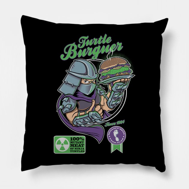 TURTLE BURGUER Pillow by FernandoSala