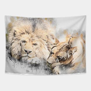 Lioness Lion Wild Animal Safari Africa Jungle Earth Tapestry