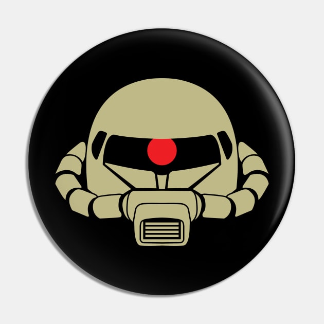 "Zaku II" in Olive, Stencil Pin by DKrumpp