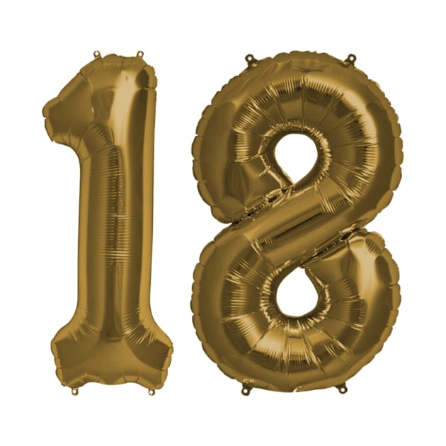 Bronze 18th Birthday Metallic Helium Balloons Numbers by podartist