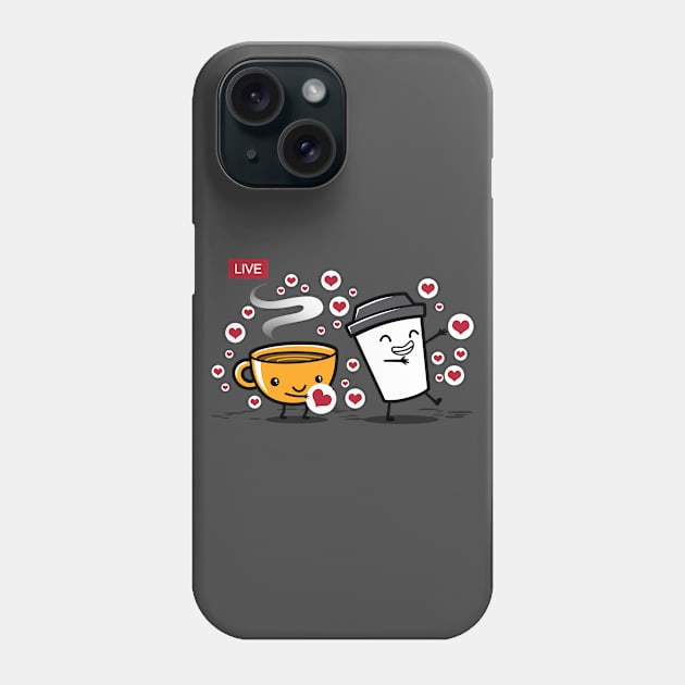 Funny Cute Kawaii Coffee Live Streaming On SocMed Phone Case by BoggsNicolas