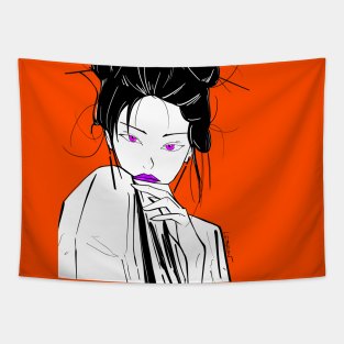 asian girl geisha anime style ecopop art Tapestry