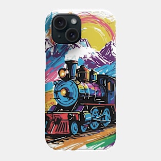 Steam train, locomotive colorful painting style design Phone Case