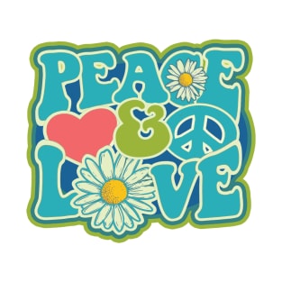 LOVE PEACE RETRO Style 60s 70s Color Blast Distressed Hippie T-Shirt T-Shirt