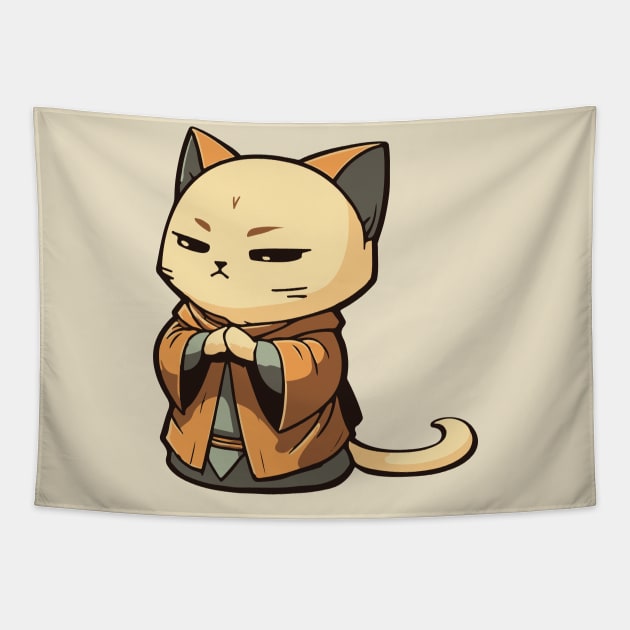 Chibi Monk Cat Tapestry by Fantasy Cats Designs