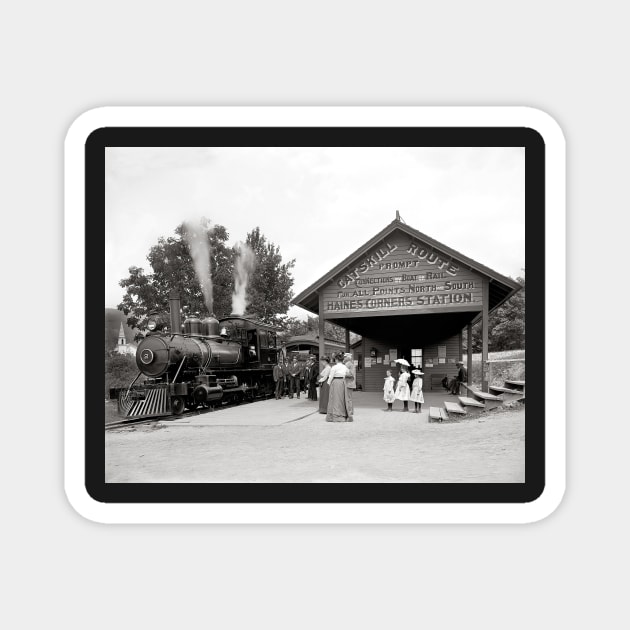 Catskill Mountains Railroad Station, 1902. Vintage Photo Magnet by historyphoto